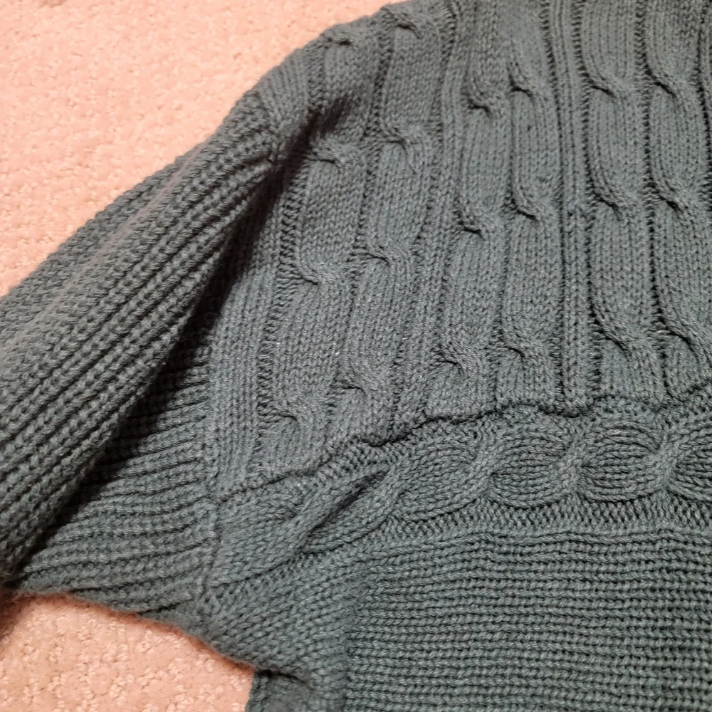 Vintage Dockers Levis Linen Cotton Men's Green Cable Knit Sweater Nordic‎ Large